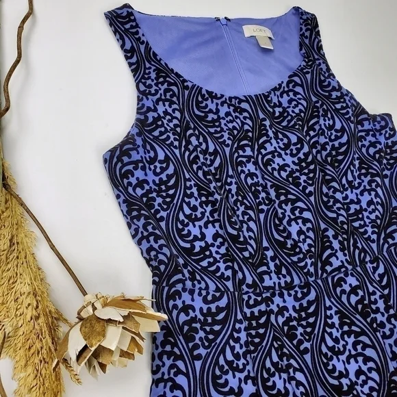 Loft Blue Suede Embroidered Light Shift Dress 2 - Picture 5 of 11